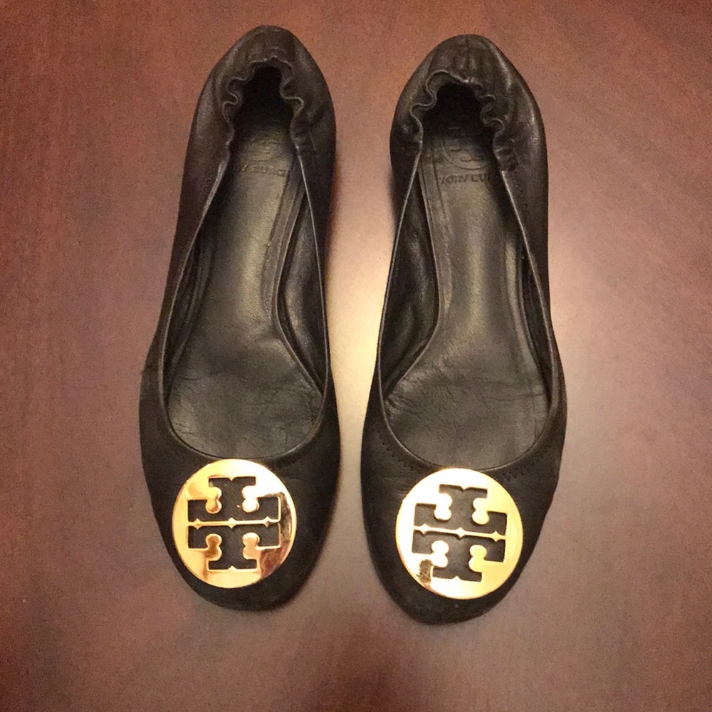 Tory Burch Black/Gold Classic Reva Ballet Flats